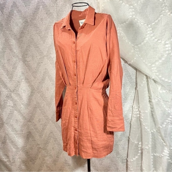 NWT abercrombie & fitch rust long sleeve button up mini dress size S - Picture 6 of 9